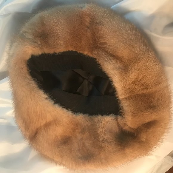 TAN MINK HAT  VINTAGE 1950'S - Picture 3 of 8